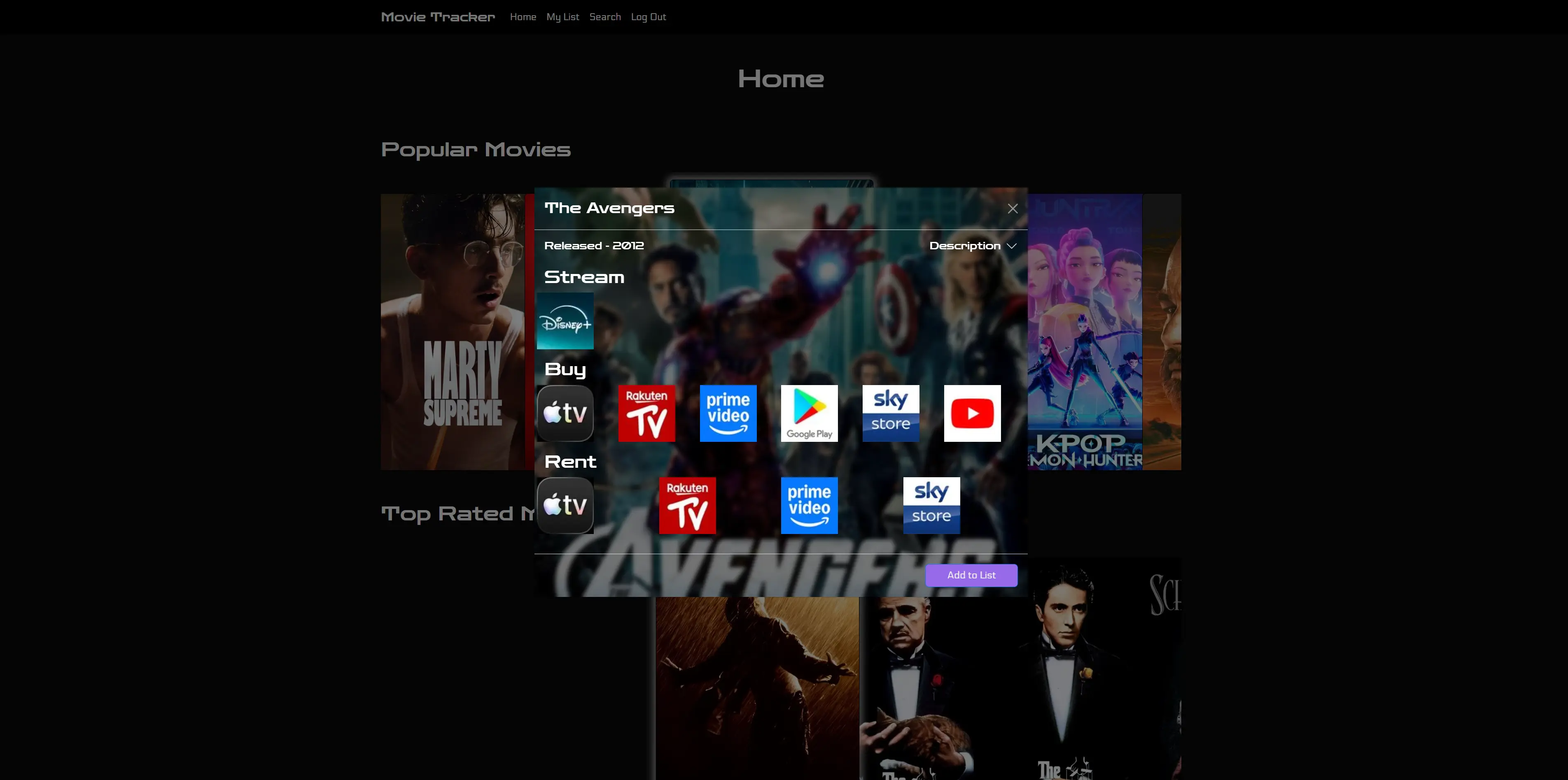 Movie tracker website